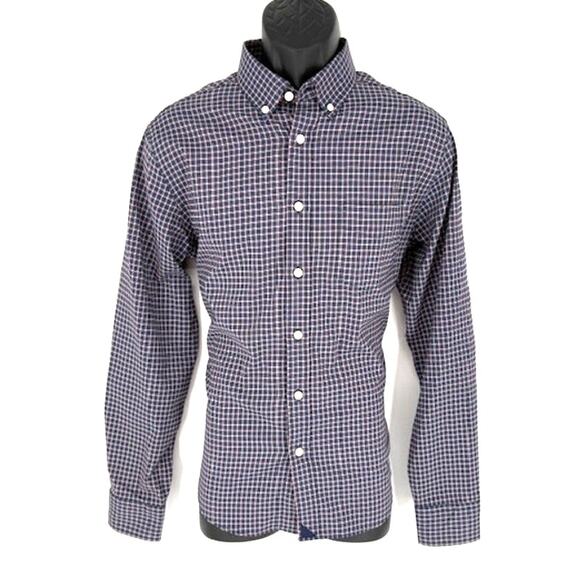 UNTUCKit Other - UNTUCKit Long Sleeve Slim Fit Polyester Button Up Shirt in Blue & Red - Medium